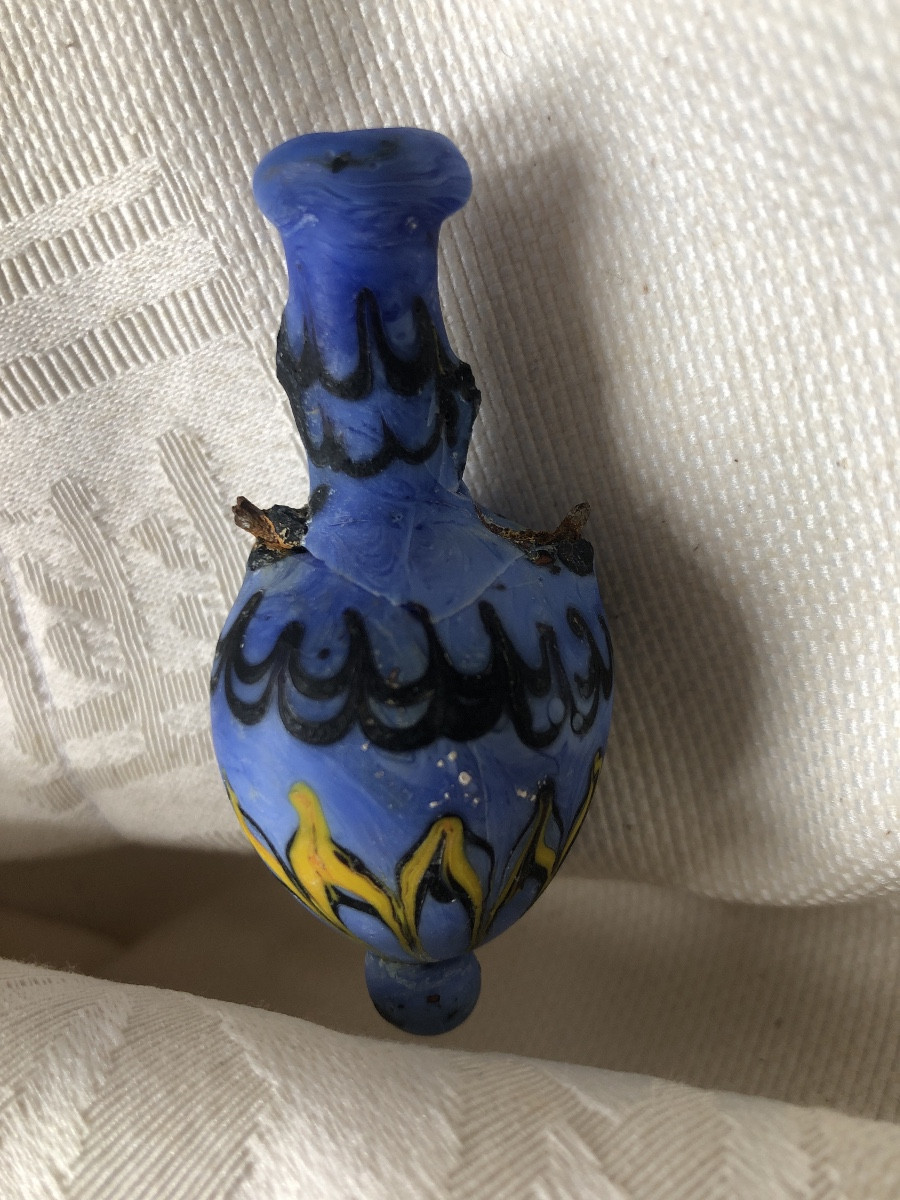 Tiny Blue Phoenician Amphoriskos  600-400 Bc -photo-5