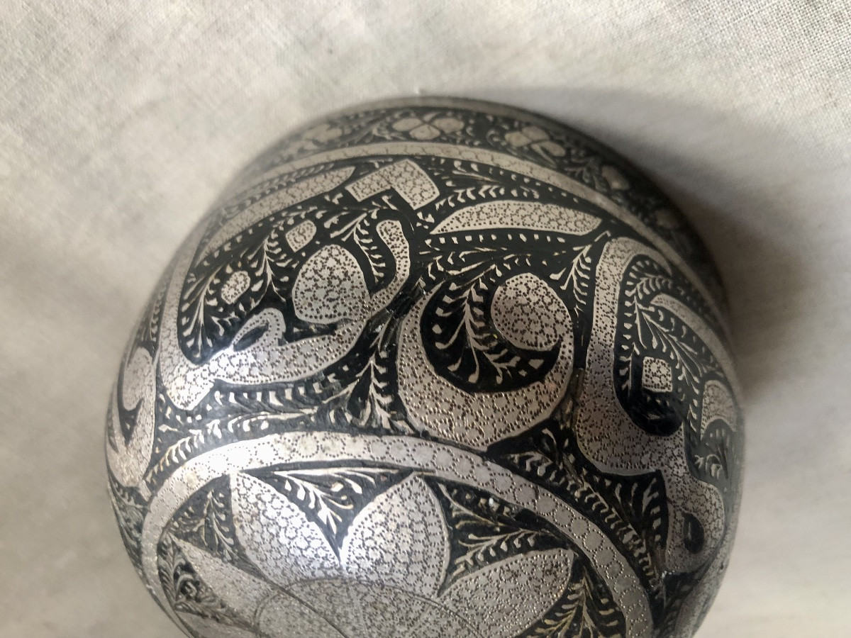 Silver-inlaid Bidri Bowl XIX Islamic India-photo-6