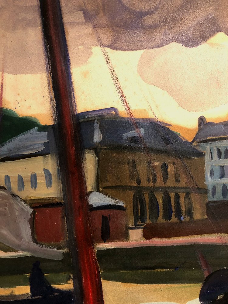 Aquarelle  de Honfleur de Georges Joubin 1930-40-photo-2