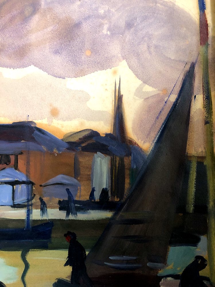 Aquarelle  de Honfleur de Georges Joubin 1930-40-photo-4