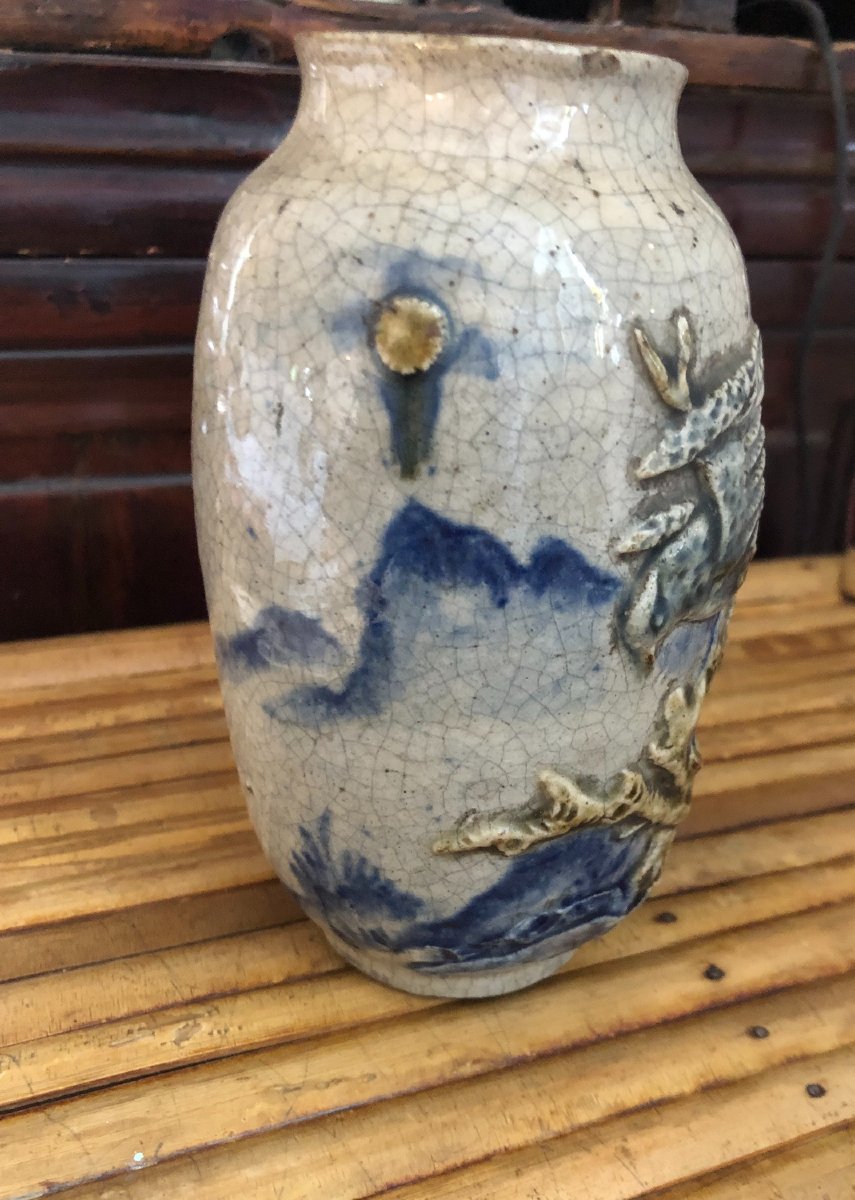 Crackle Glaze Meiji Satsuma With Bird Of Prey-photo-1