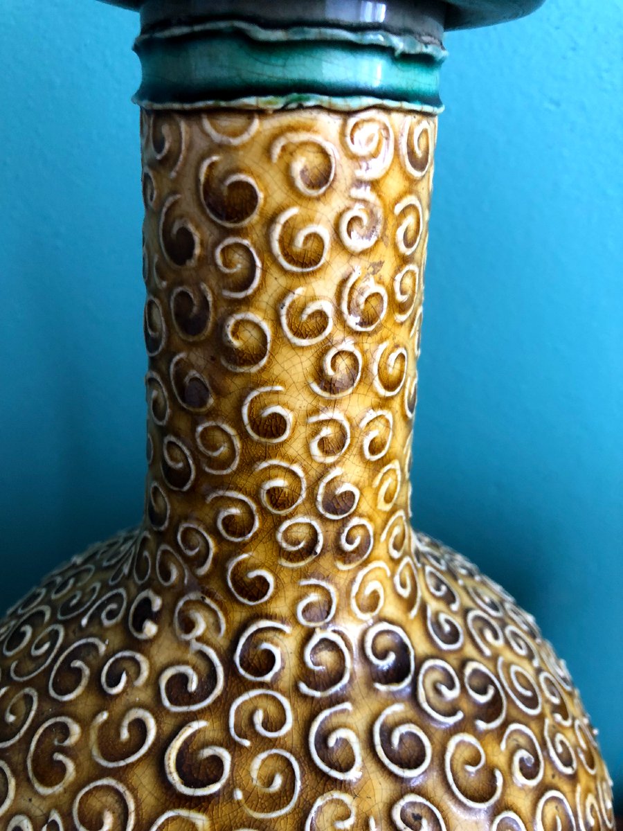 Paire de Lampes Art Nouveau Chinoiseries Boch Frères Keramis-photo-4