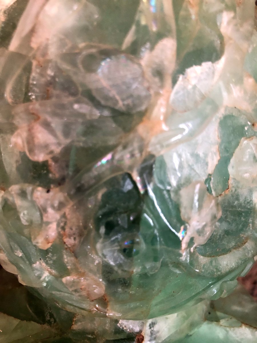 Pied de lampe sculpté en Fluorite Chine, vers 1900-photo-4
