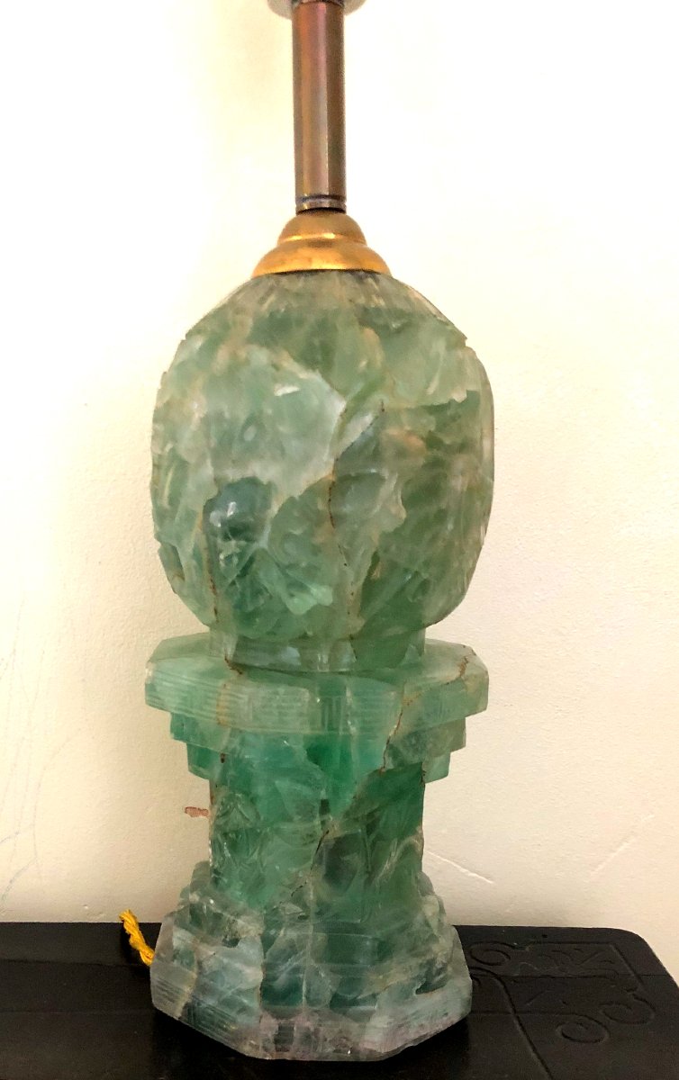 Pied de lampe sculpté en Fluorite Chine, vers 1900-photo-3