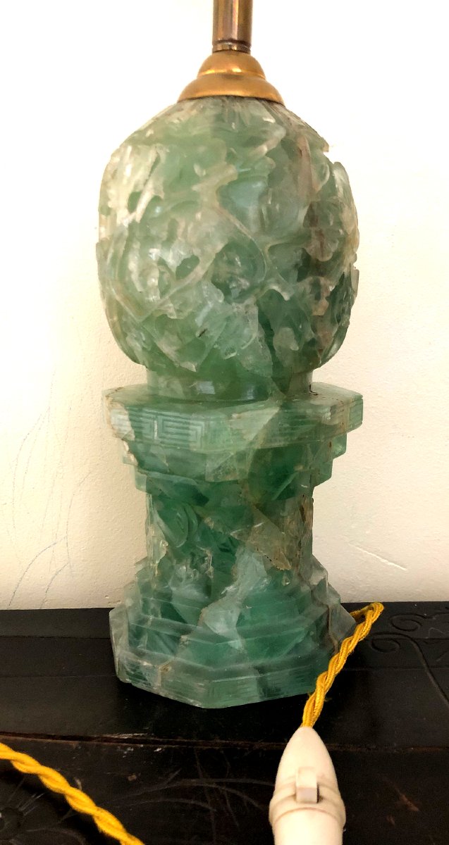 Pied de lampe sculpté en Fluorite Chine, vers 1900