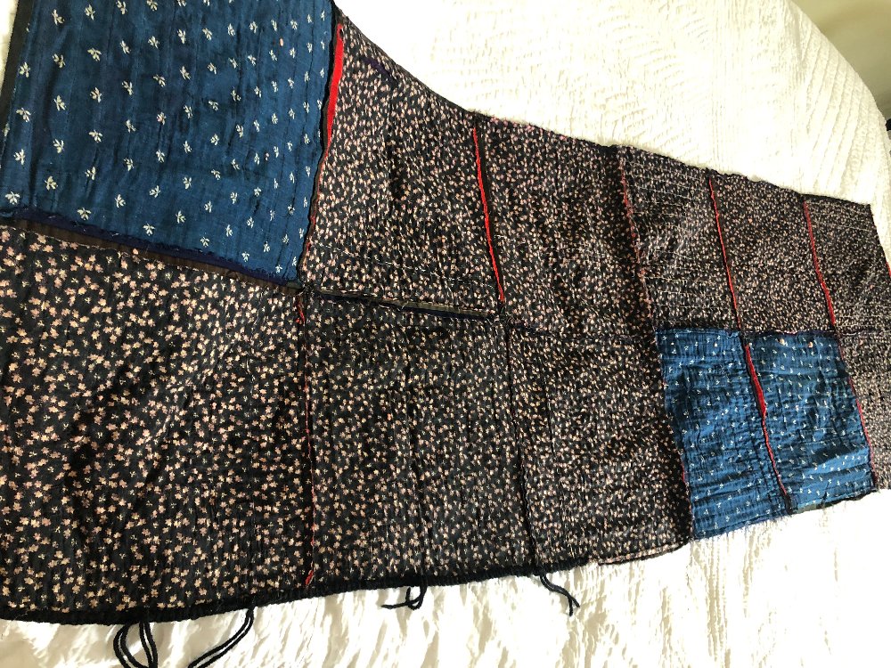Trio de Patchworks Victorien Américains XIX Velours et Coton -photo-3