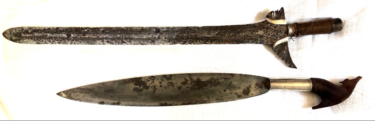 Paire d’armes blanches  ethnographiques Moro Mindanao Philippines XIX-photo-1