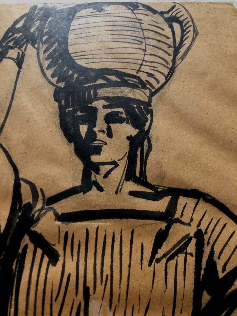 Dessin à l'encre de l'Orientaliste Paul Cirou (1869-1961)-photo-4