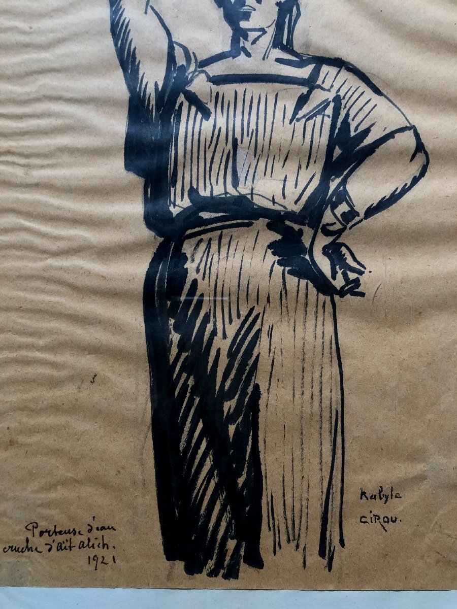 Dessin à l'encre de l'Orientaliste Paul Cirou (1869-1961)-photo-1