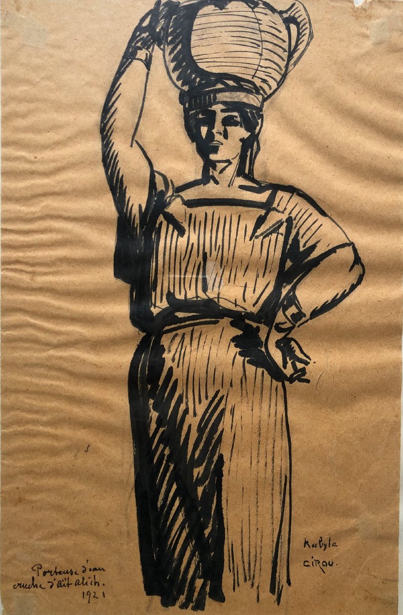 Dessin à l'encre de l'Orientaliste Paul Cirou (1869-1961)