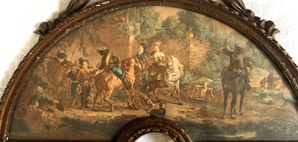 Cadre Éventail XIX à Gravure Chasse à Courre XVIII de J-B Oudry