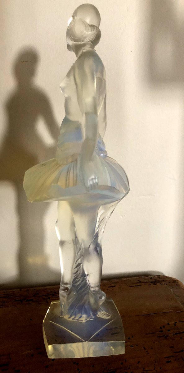 Portrait Of The Russian Ballet Dancer Anna Pavlova, Glass By Marius Ernest Sabino, Circa 1950-photo-3