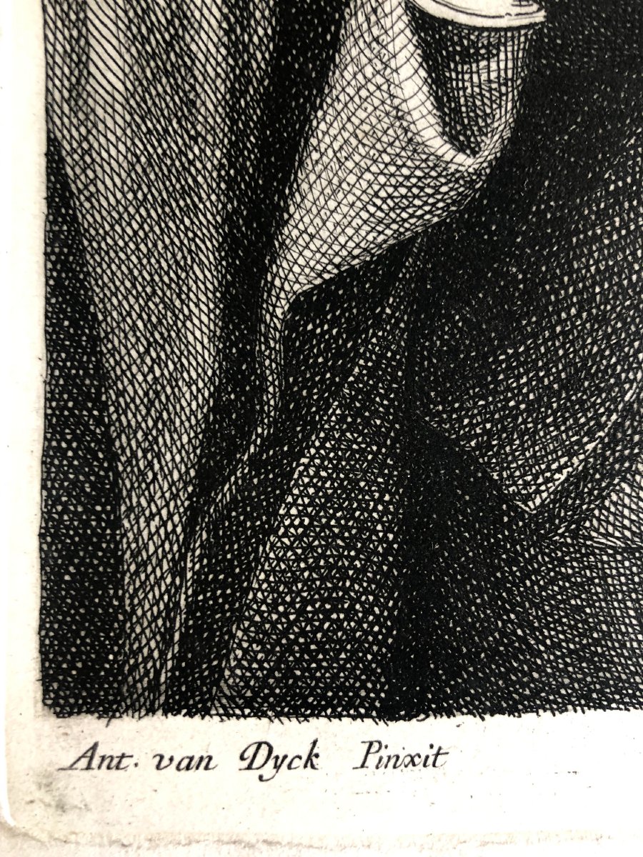 Portrait Of François Langlois As A Musette Player, Engraved By Jean Pesne After Van Dyck, 17th Century-photo-4