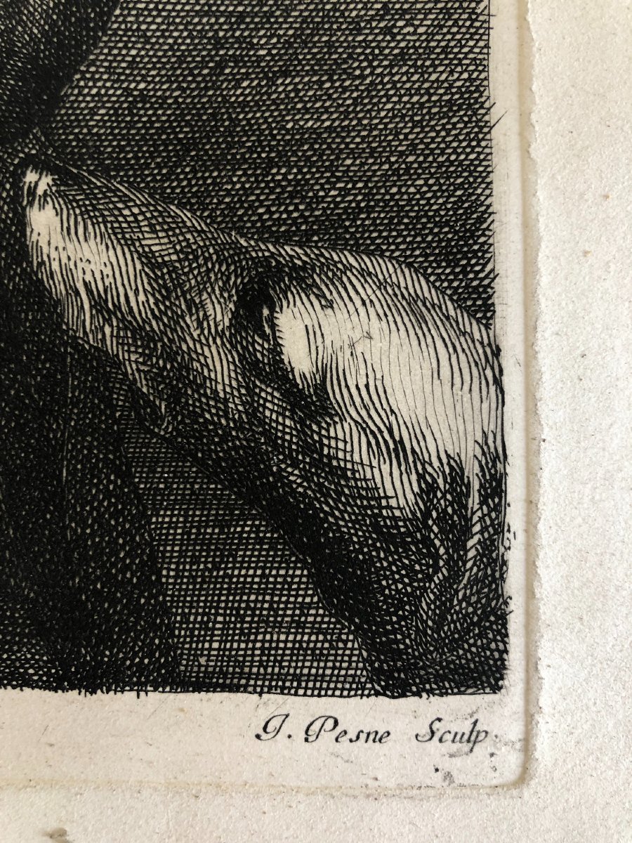 Portrait Of François Langlois As A Musette Player, Engraved By Jean Pesne After Van Dyck, 17th Century-photo-1