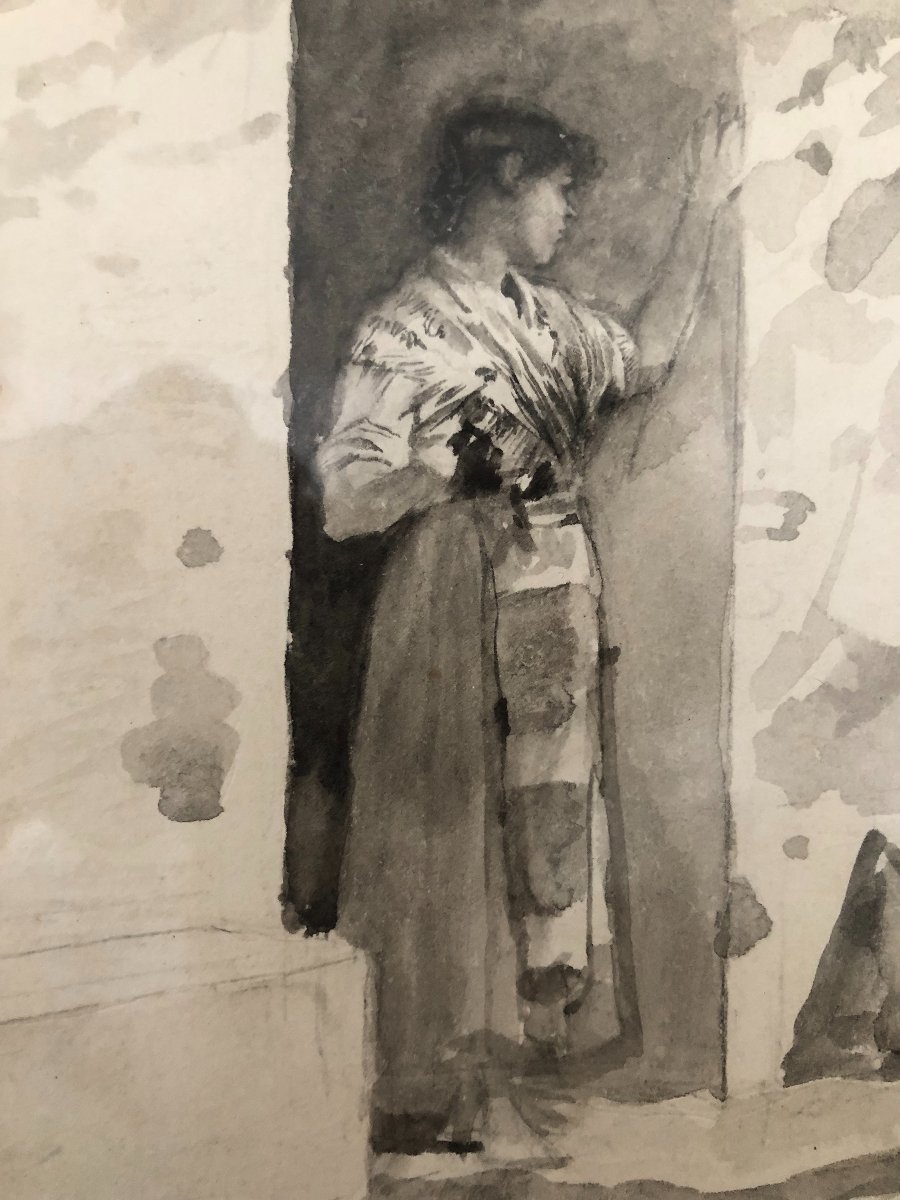 Adieux espagnols, lavis d'Adrien Moreau: Vente de 1909-photo-3