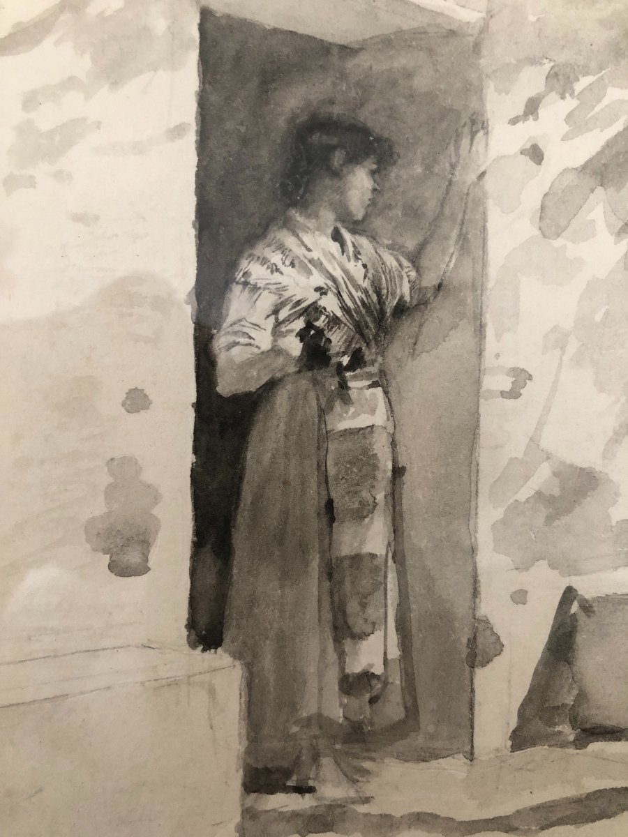 Adieux espagnols, lavis d'Adrien Moreau: Vente de 1909-photo-4