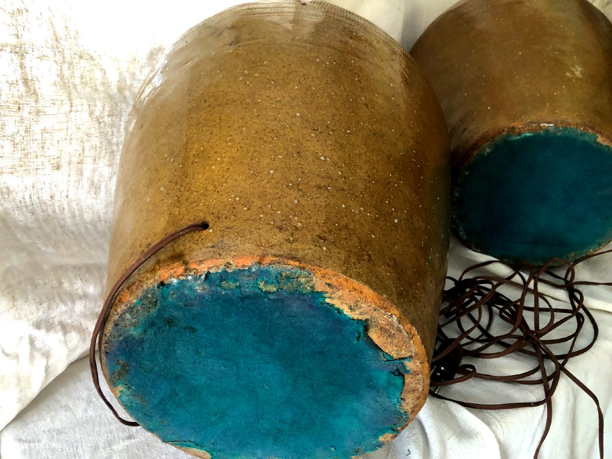 Pair Of Glazed Taiwanese Jars, Circa 1940-photo-1