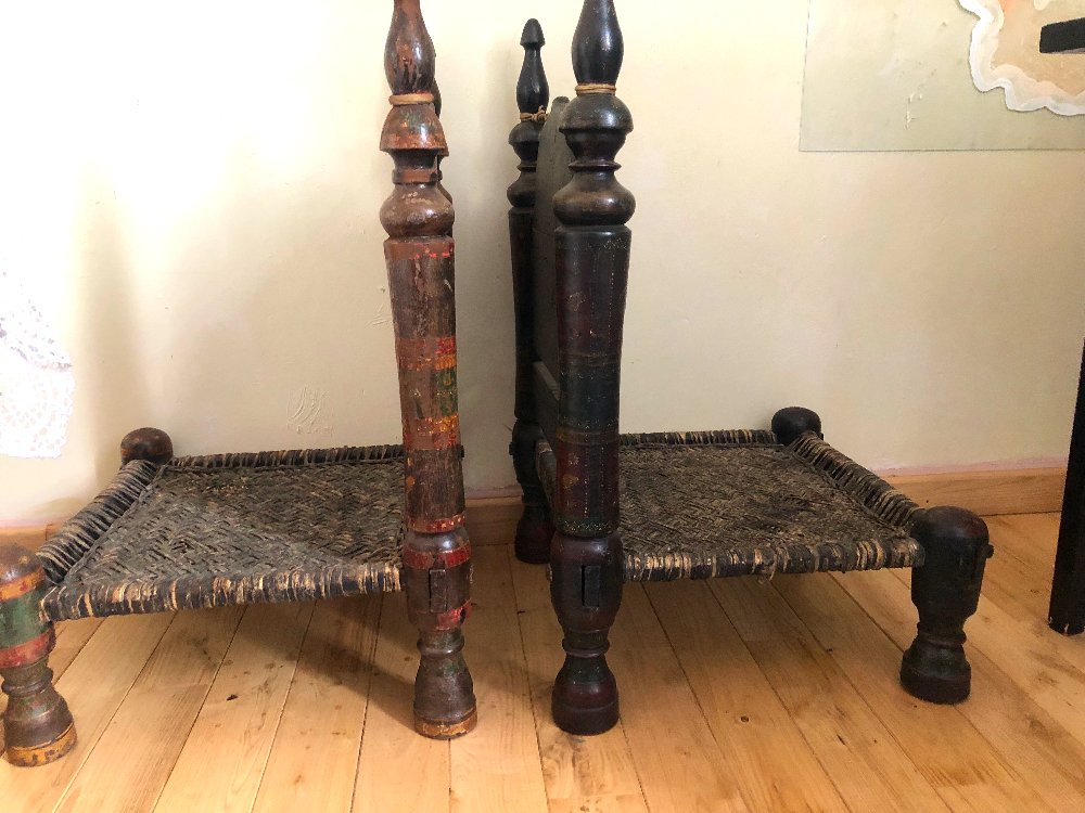 Paire de Chaises de Mariage Indiennes Swat Epoque Raj XIX-photo-3