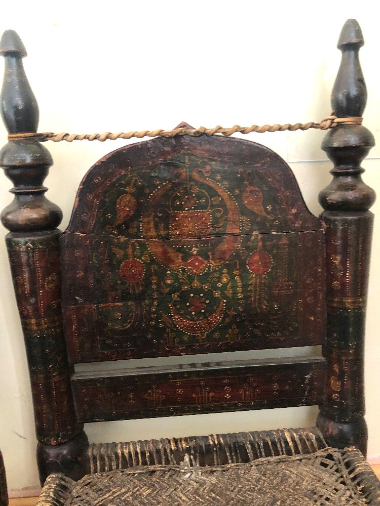 Paire de Chaises de Mariage Indiennes Swat Epoque Raj XIX-photo-5