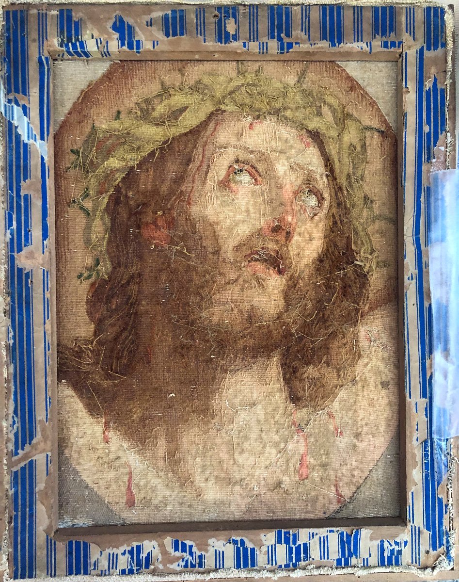 Christ  " Ecce Homo" d'après Guido Reni , tapisserie des Gobelins XVIII avec documentation-photo-4