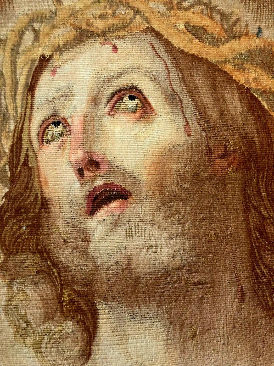 Christ  " Ecce Homo" d'après Guido Reni , tapisserie des Gobelins XVIII avec documentation-photo-4