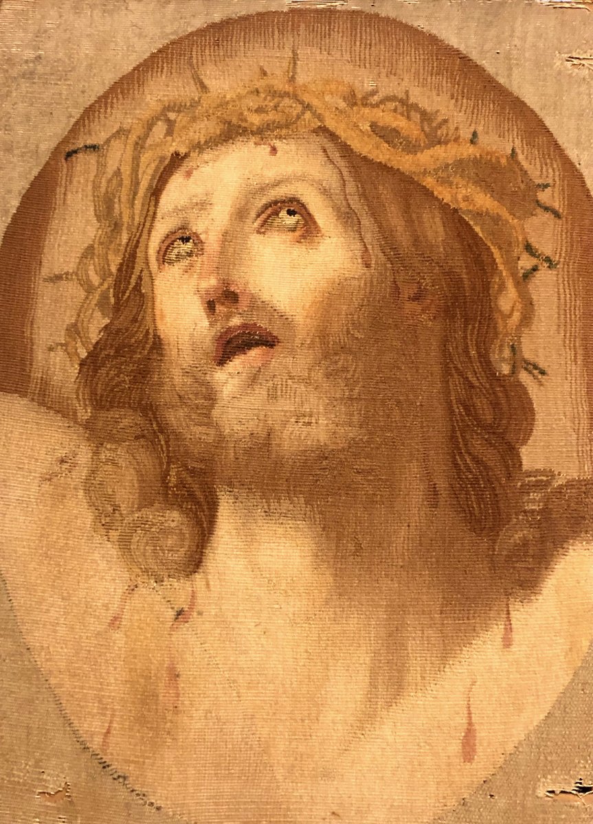 Christ  " Ecce Homo" d'après Guido Reni , tapisserie des Gobelins XVIII avec documentation-photo-5