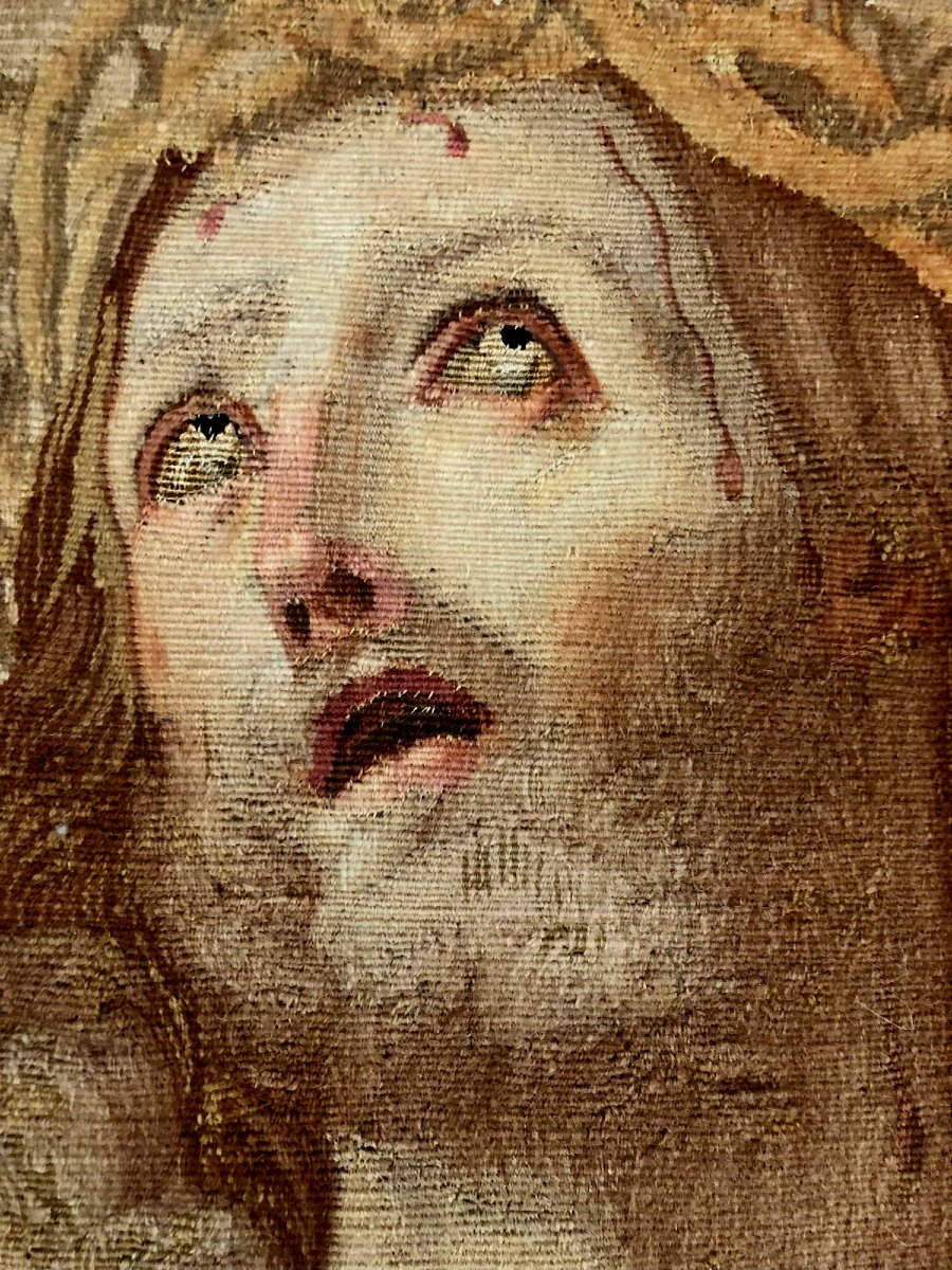 Christ  " Ecce Homo" d'après Guido Reni , tapisserie des Gobelins XVIII avec documentation