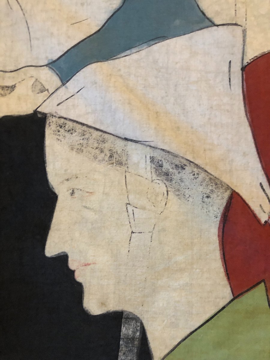 Belle époque "the Great Regattas Of Saint-malo–saint-servan" Early 20th-century Japanese-style Cotton Canvas-photo-4