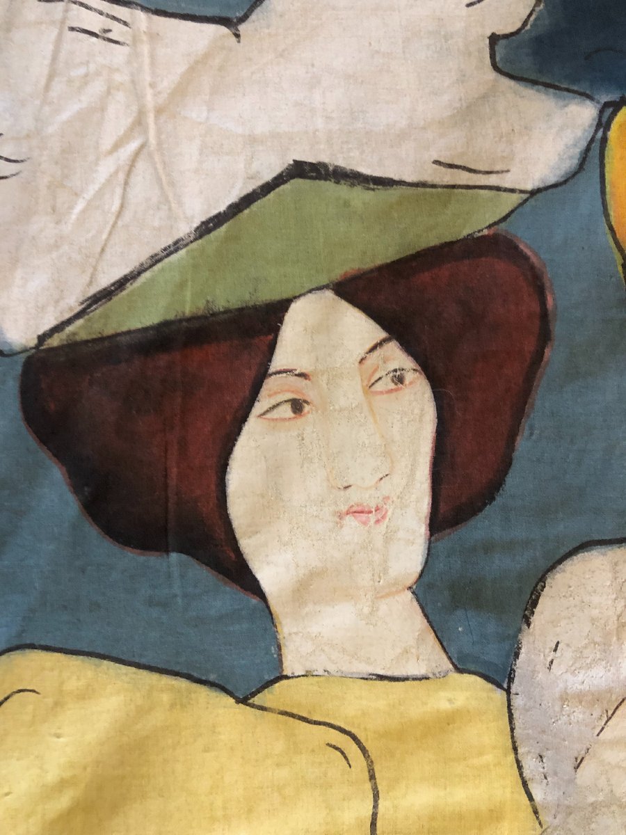 Belle époque "the Great Regattas Of Saint-malo–saint-servan" Early 20th-century Japanese-style Cotton Canvas-photo-4