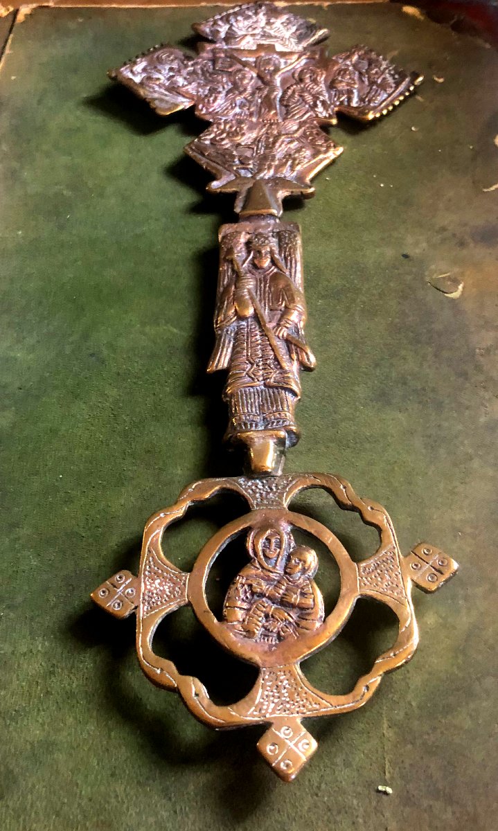 Croix de bénédiction manuelle (Meskel) Ethiopienne début XX-photo-3