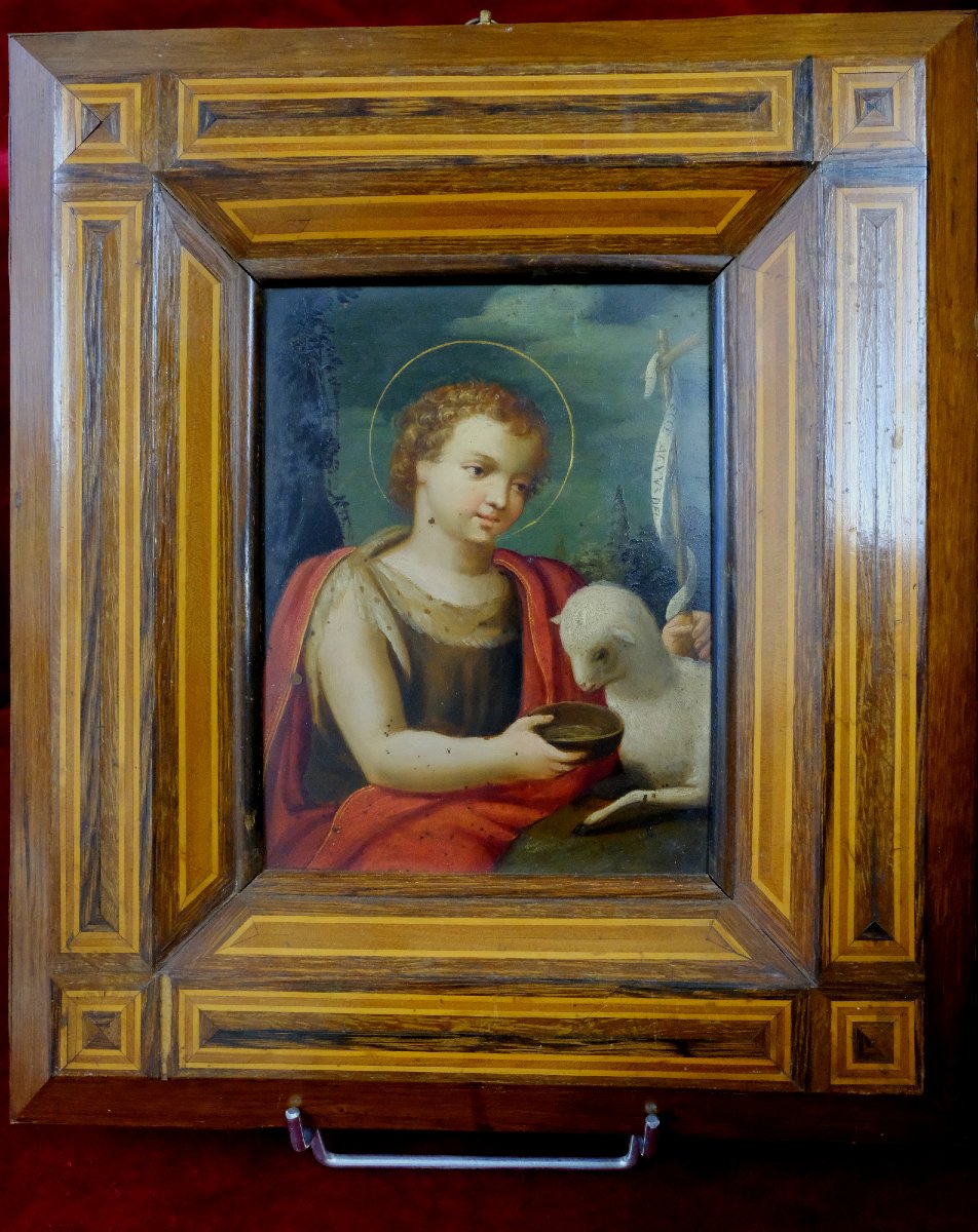 Agnus Dei, peinture sur cuivre XVII-photo-3