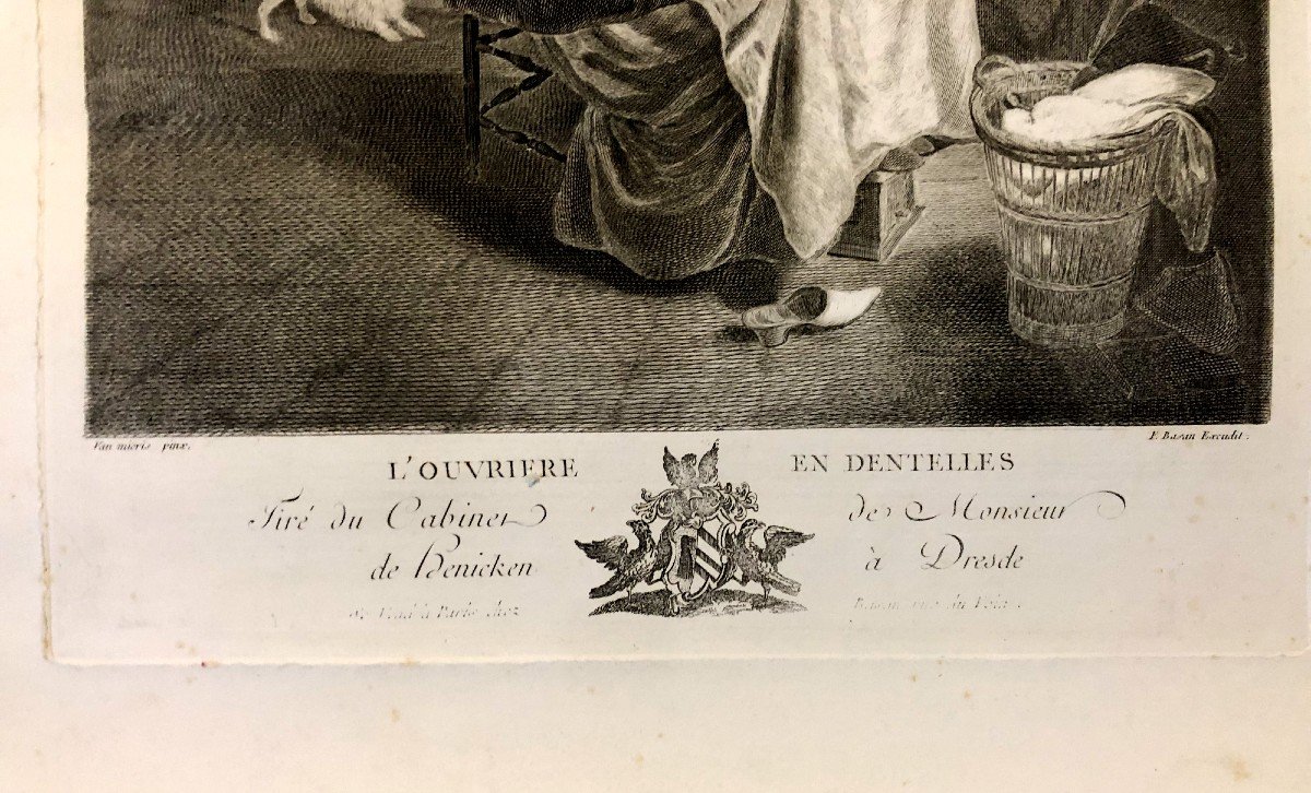 l'Ouvrière En Dentelle Gravure Flamande XVIII De Pierre-François Basan-photo-2