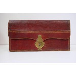  Wallet In Maroquin Garnet And Green Early XIX