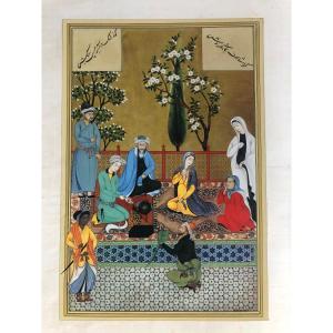 The Lady And The Banker Persian Painting XV Copy XX