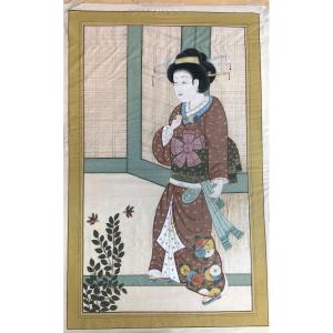 Silk Painting Portrait Of Japanese Woman XX