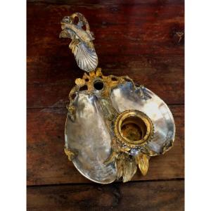 Bougeoir Art Nouveau en bronze argenté