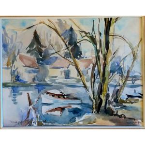 Watercolour By Marguerite Bermond, 1945