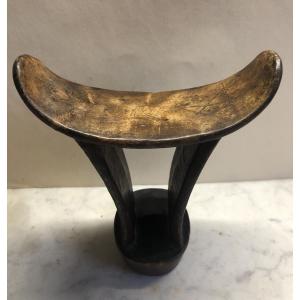 19th-century Ethiopian Headrest With Woven Decoration And Pentagrams