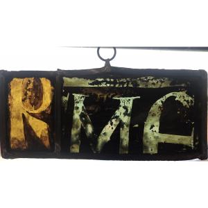 Fragment Of A 12th-century Medieval Stained Glass Window With Inscriptions