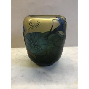 Gallé Vase With Blue Bindweed Motifs