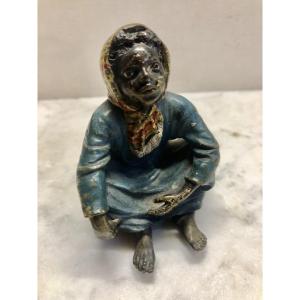Bronze de Vienne Femme Assise de Franz Xavier Bergmann (1861-1936)