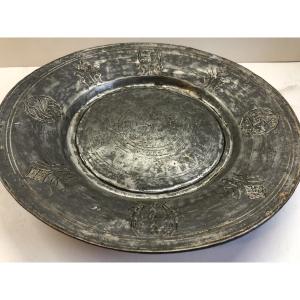 Ottoman Damascus Deep Dish, 19th Century, Tin-plated Copper Alloy