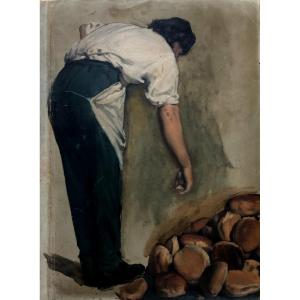 Etude d'un Boulanger attribué à Louis Delbeke, 1821-1891