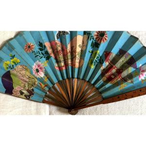Meiji-period Double-faced Print Fan, Japan, 1887, School Of Utagawa Sadahide