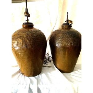Pair Of Glazed Taiwanese Jars, Circa 1940