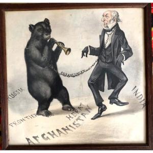 British-russian Geopolitical Satirical Lithograph, 1885