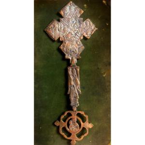 Ethiopian Hand-held Blessing Cross (meskel), Early 20th Century