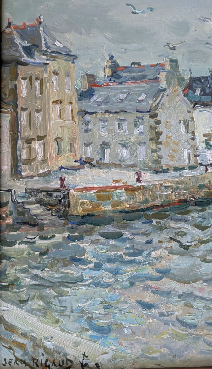 Huile sur toile, Jean Rigaud "Île de sein temps gris"-photo-2