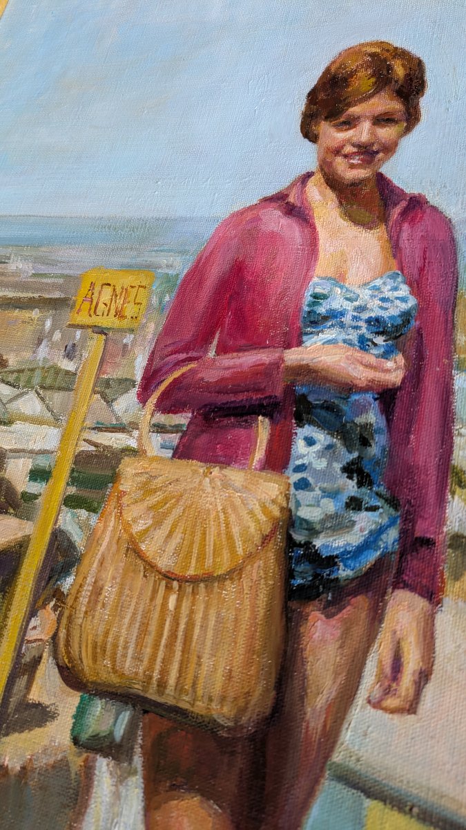 Dumond , jeune femme (Agnès) devant les cabines de plage -photo-2