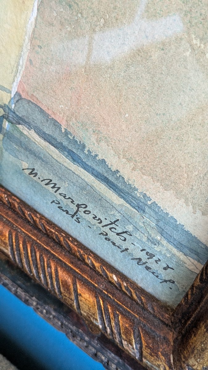Aquarelle M.Markovitch "1925-Paris-Pont Neuf"-photo-3